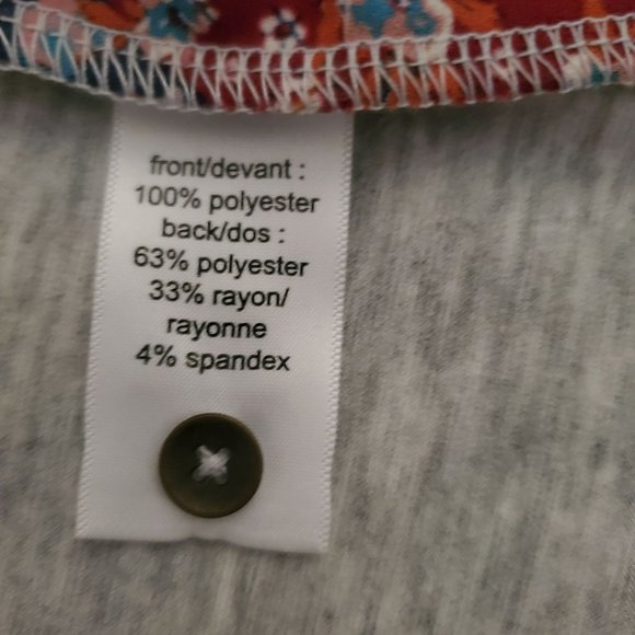 Maurices Women's Floral Multi-Print Sleeveless V-Neck Top Heather Gray/Red Large - Picture 10 of 12